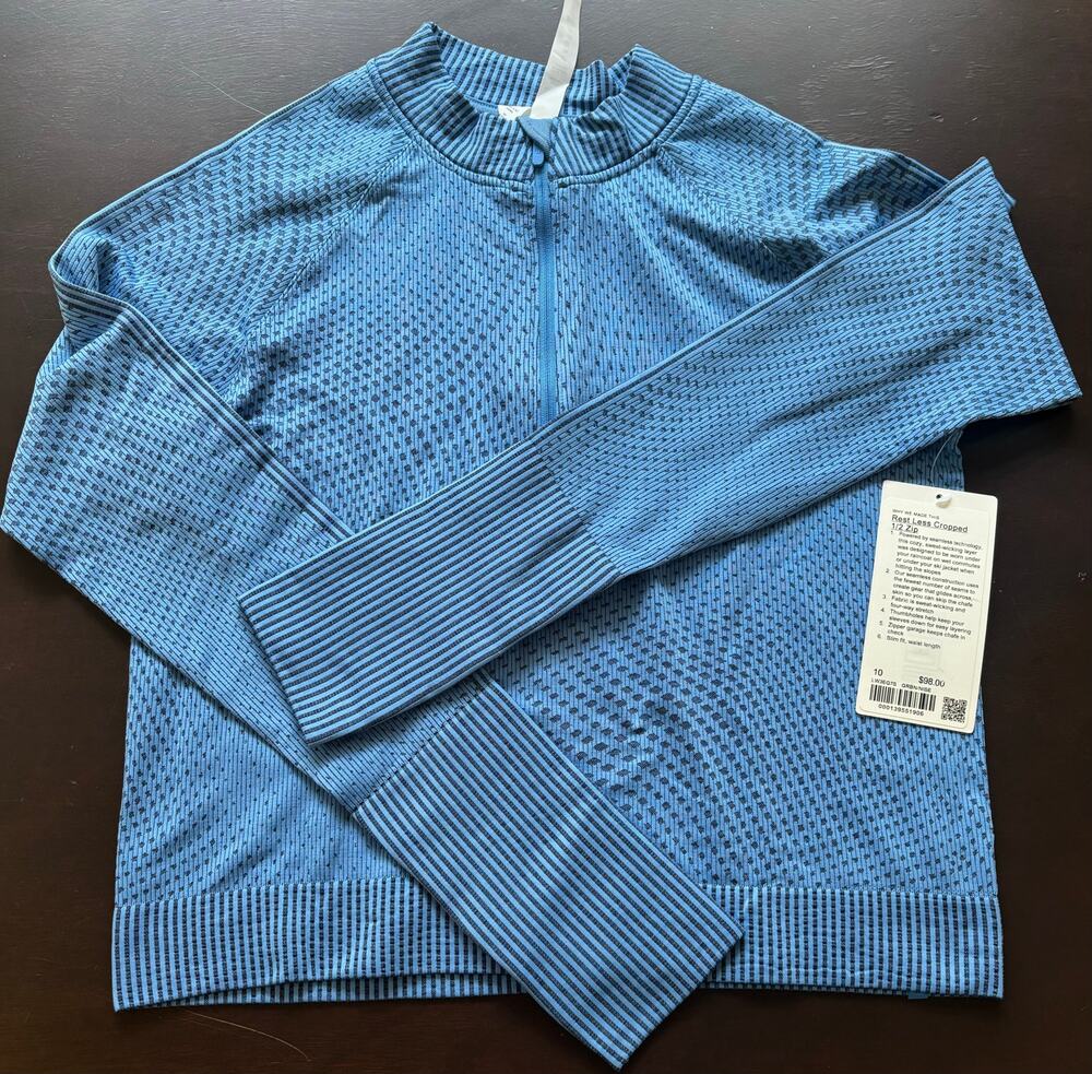 NWT Lululemon Rest Less Cropped 1/2 Zip Size 10